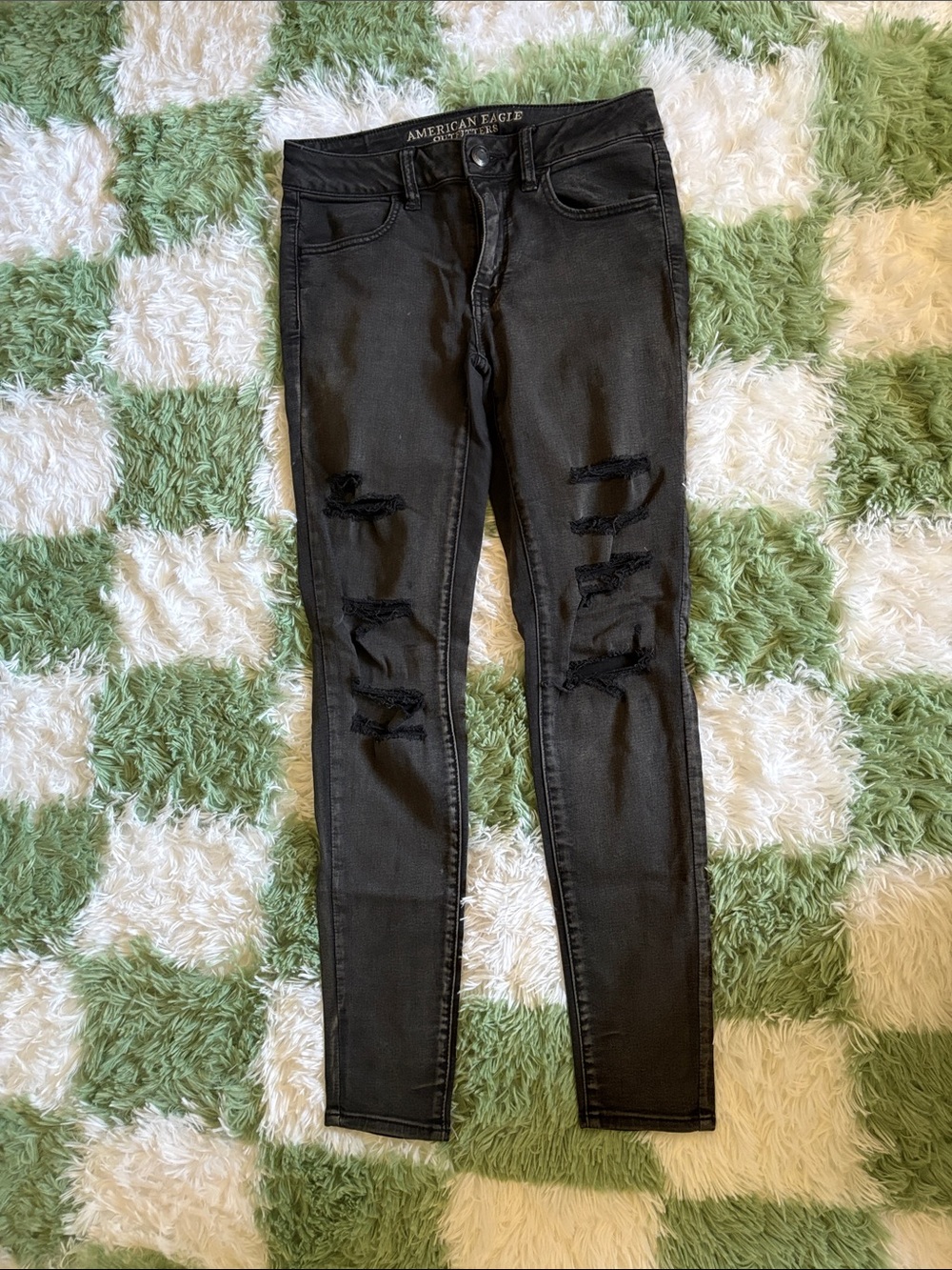American Eagle Outfitters Black Ripped Skinny Jeans